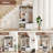 Hall Tree With Bench And Shoe Storage, 6-In-1 Entryway Organizer, 43.3" X 15.75" X 70.87", MDF Wood, Embossed White/Black Wood Grain Finish-1604472423