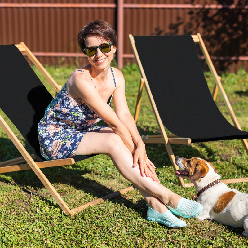 Alayah Folding Deck Chair, Black