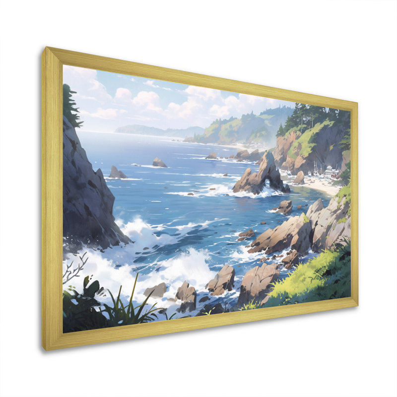 «Oceanic Escapes II», reproduction sur toile, H 12 po x l 20 po x P 1 po, Cadre doré à une seule photo