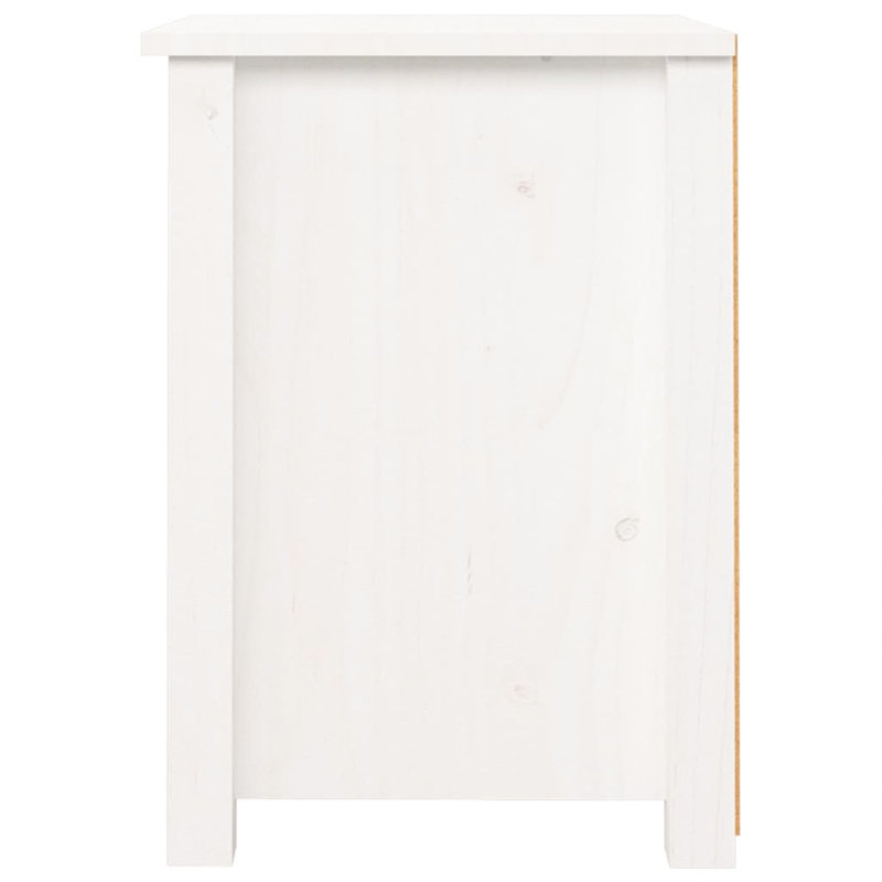 Bedside Cabinet 40X35x49 Cm Solid Wood Pine, White/Natural
