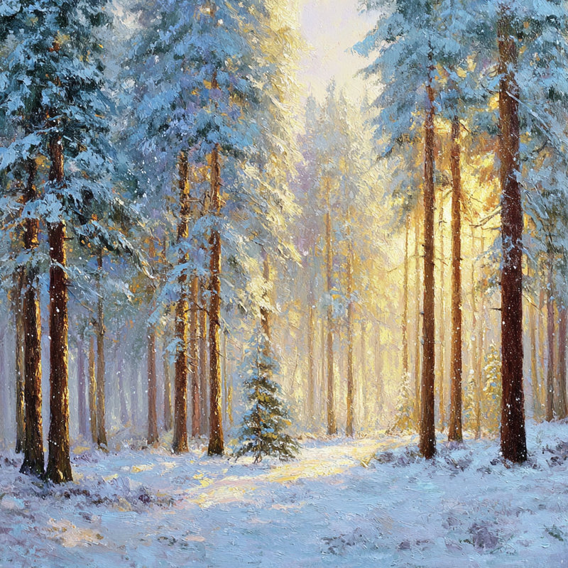 «Snowfall Serenity», art mural sur toile tendue, H 12 po x l 12 po