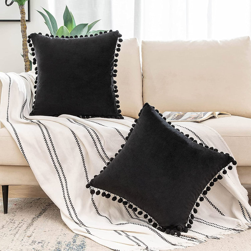 Housse de coussin Fortham, 18 po x 18 po, Noir