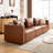 118.5” Leather Upholstered Oversized Seating Sofa With Reversible Cushions-97769886