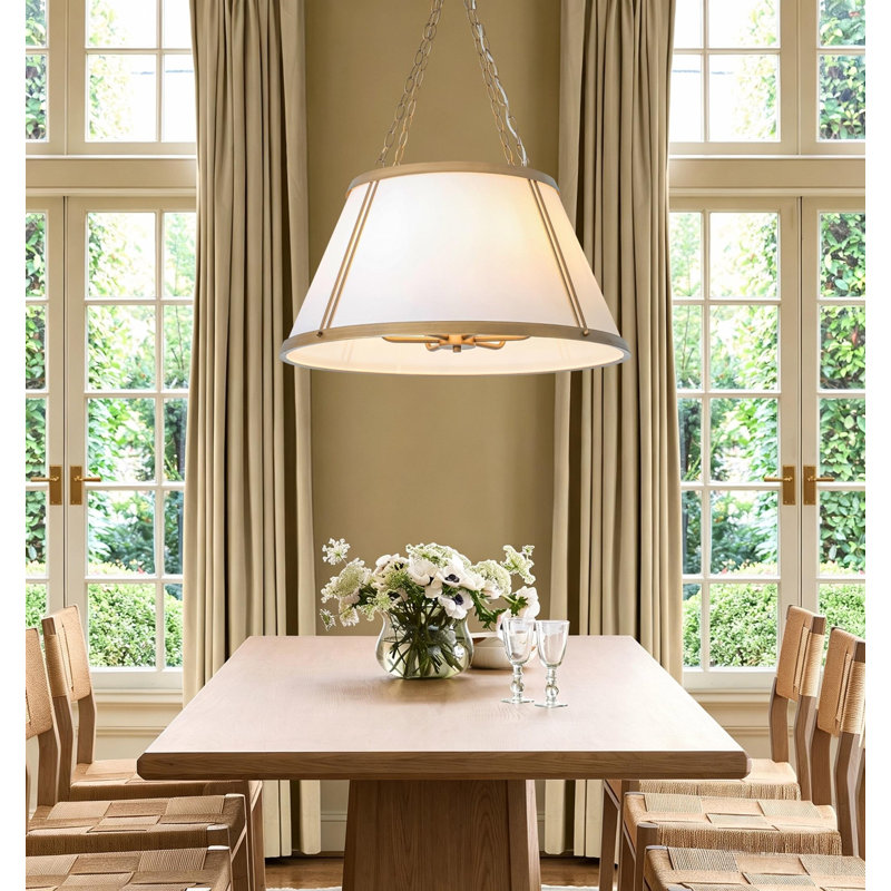 Luminaire suspendu cylindrique en tissu 6 lumières