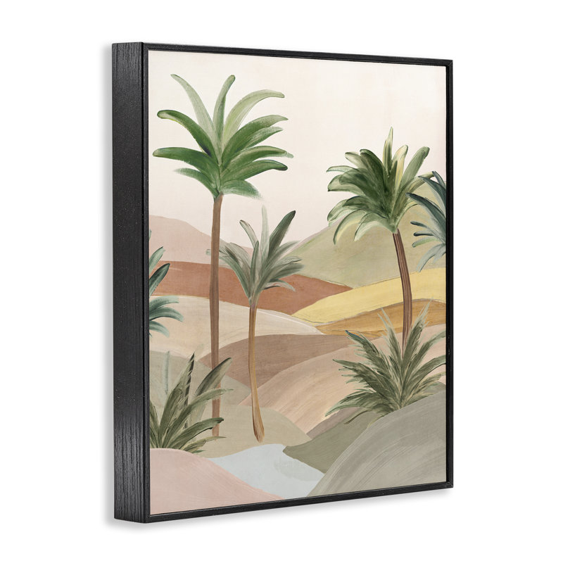 Giclée encadrée par Desert Oasis Palms, conception par Ian C., H 20 po x l 16 po, Giclée encadrée noir minuit