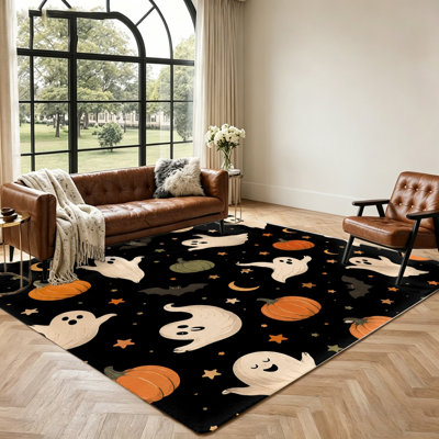 Tapis d'Halloween, tapis fantôme fantaisiste et citrouille, tapis antidérapant pour salon, chambre à coucher, salle de jeux, décoration extérieure, cadeaux de Noël, accessoires pour la maison, décorations de Pâques