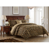 Cheetah Brown/Beige Microfiber Reversible Comforter Set