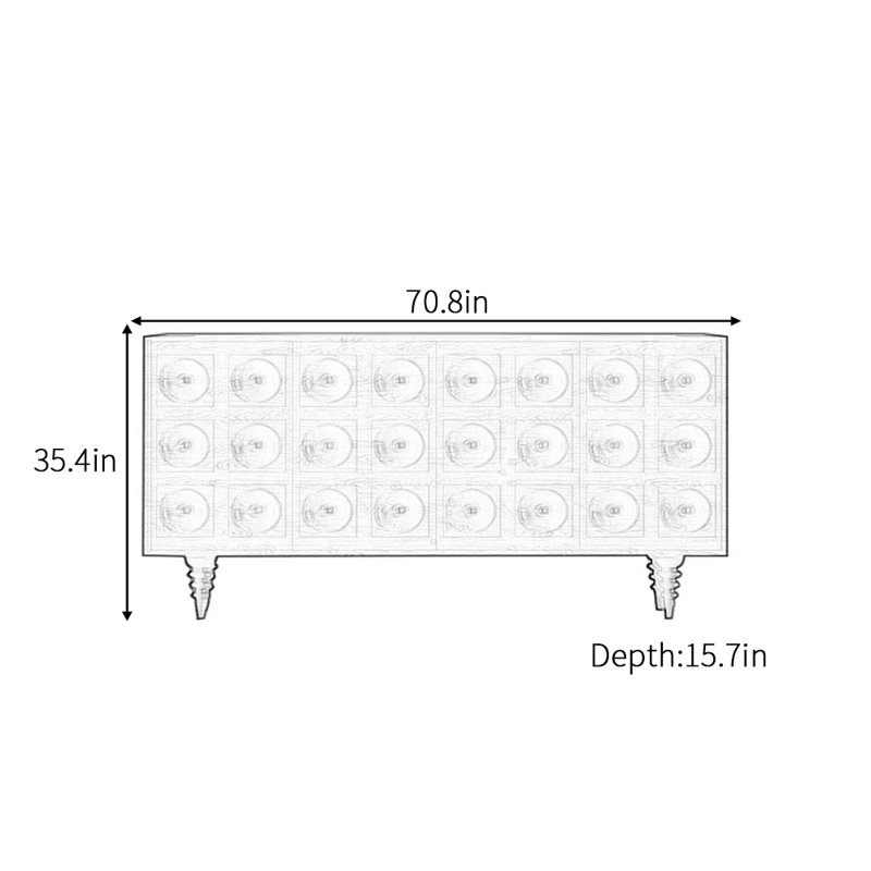 Buffet haut de gamme rétro de style français, H 35,4 po x l 70,8 po x P 15,7 po
