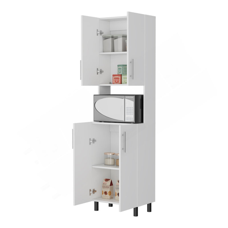 Ko Vaya Double Cabinet Kitchen Pantry With Open Storage. White