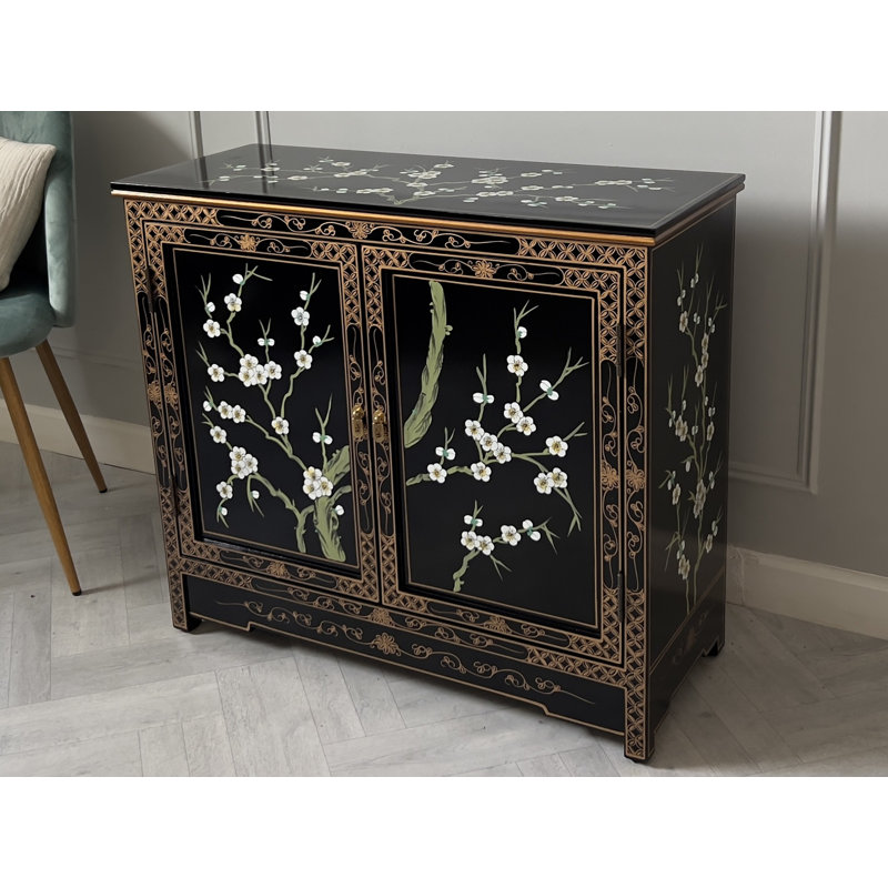 Hand Painted Cherry Blossom Sideboard Cabinet
