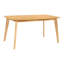 7 pièces de salle à manger de style décontracté, sièges rembourrés en tissu beige, dossiers courbés, table rectangulaire avec finition en chêne naturel, base à 4 pieds, décor intérieur côtier contemporain
