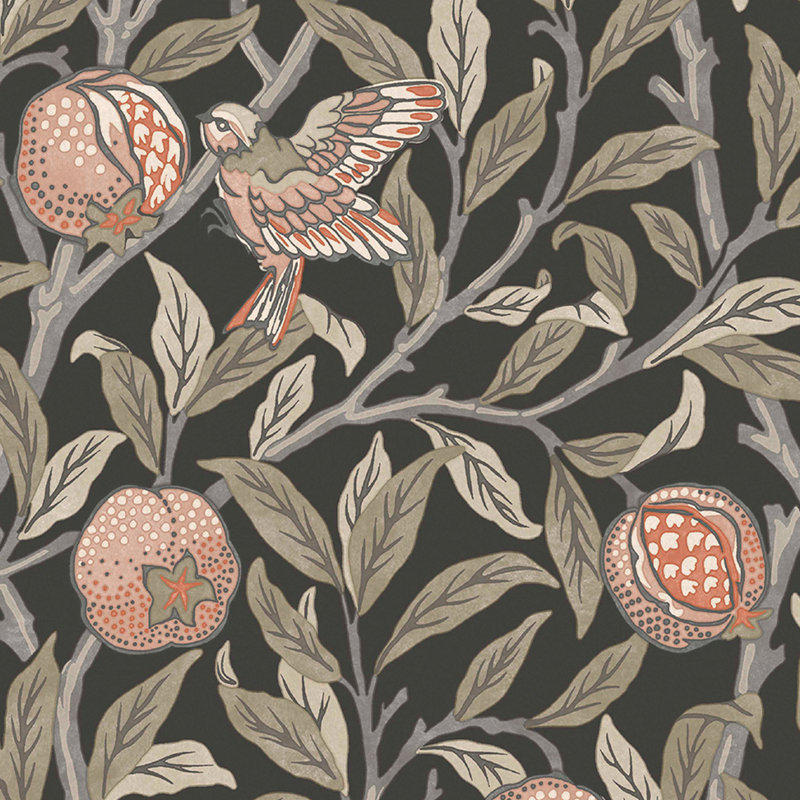 William Morris At Home SS24 Floral Wallpaper Double Roll, Charcoal