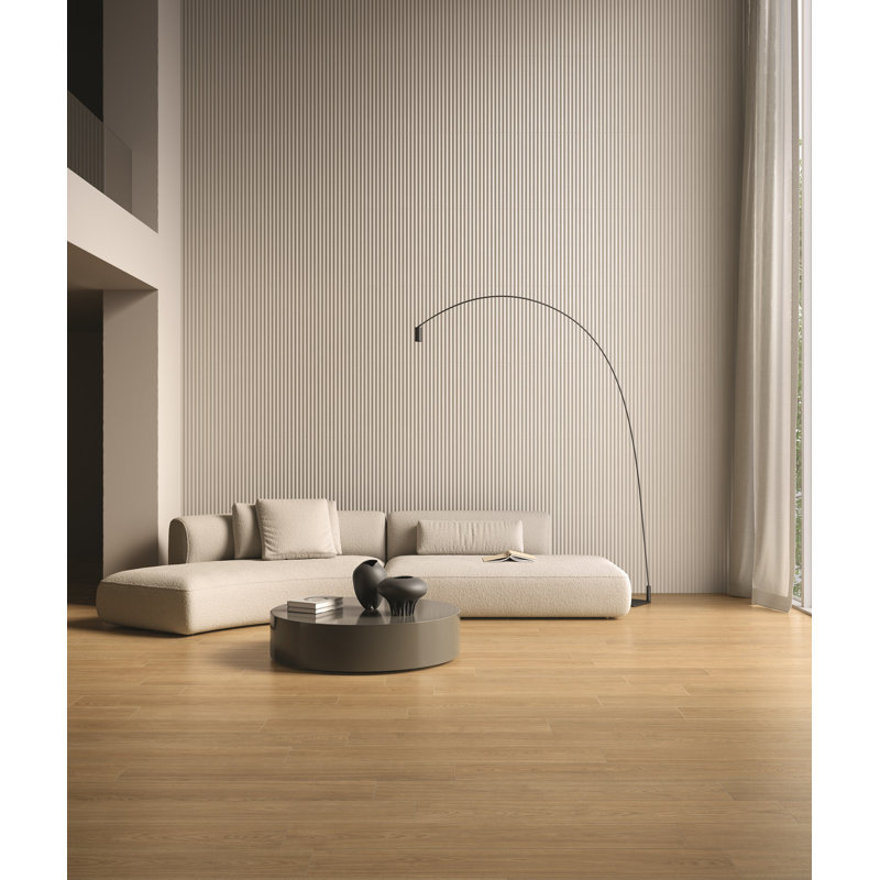 Canela 24" x 48" 3D Fluted Porcelain Wall Tile – Ribbed Textured Large Format, Beige