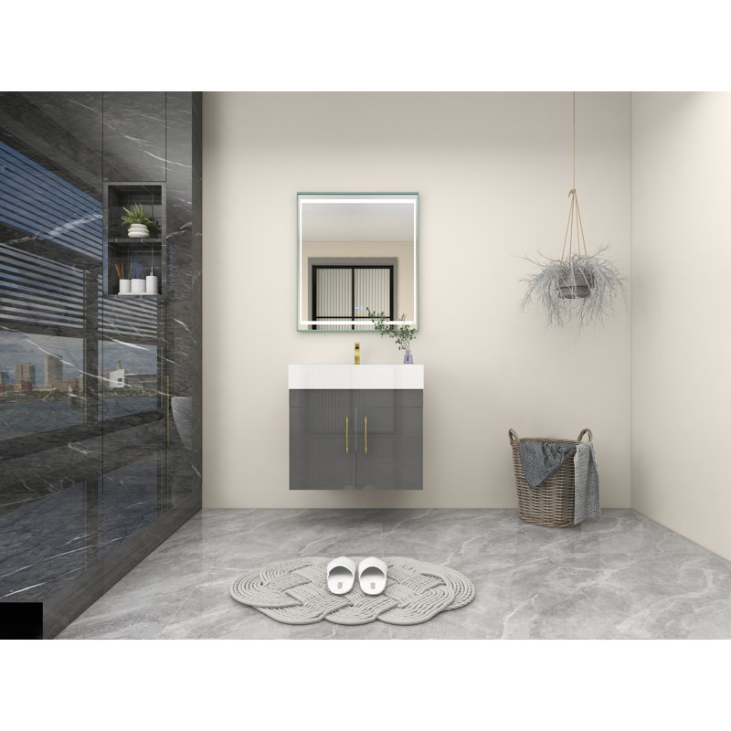 Ensemble de meuble-lavabo simple 30 po, Gris ultrabrillant