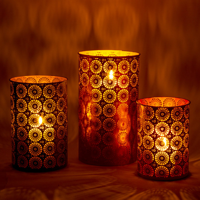 3 Piece Metal Tabletop Votive Holder Set