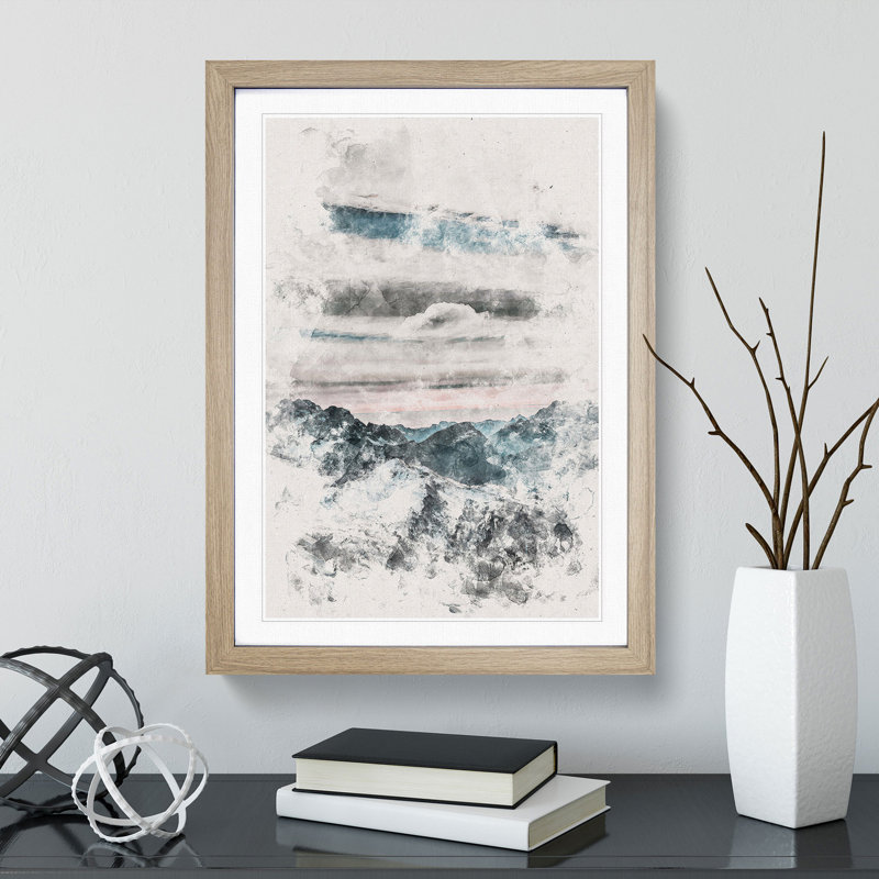 Mountain Clouds - Picture Frame Painting Print, Oak Framed, 33cm H x 24cm W x 2cm D