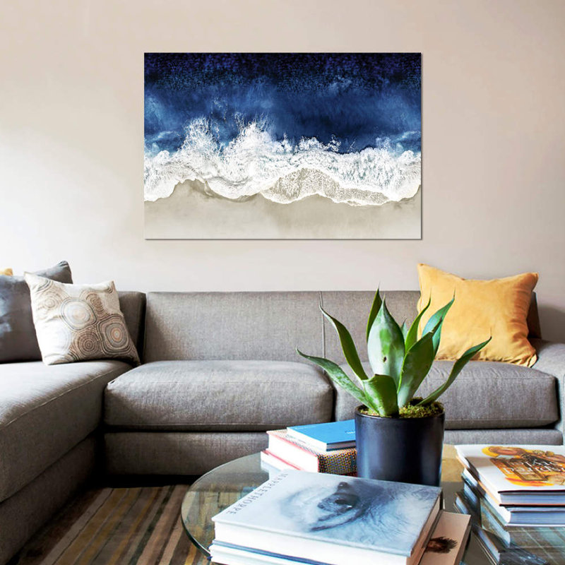 Indigo Waves from Above II Coastal Landscape Canvas Print