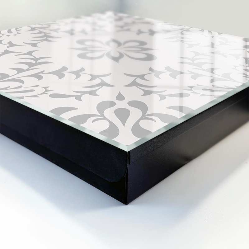 Key box, Opens to the right, 30x30x5, Black, Curved lines create a symmetrical pattern, 
