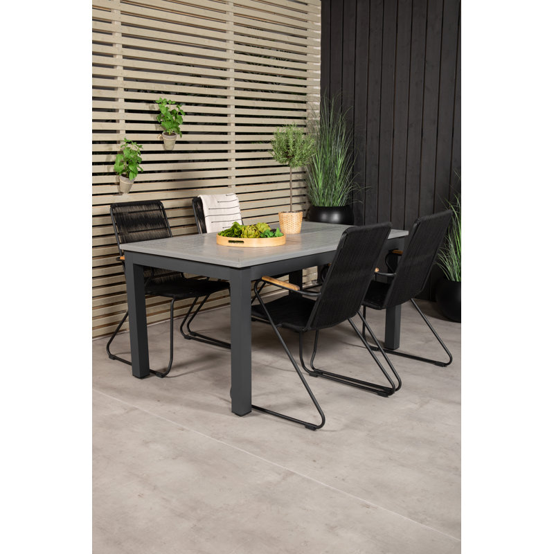 Jayesh 4 - Person Patio Dining Set with Extendable Rectangular Table, 75cm H x 100cm W x 160cm L
