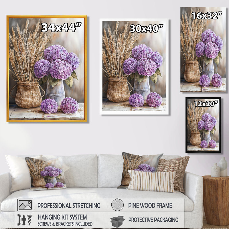 Mullen - art mural floral, Reproduction encadrée d'une seule photo sans pass, Noir, noir, noir, noir, H 20 po x l 12 po