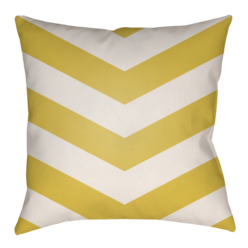 Bright Yellow and Ivory Chevron Square Throw Pillow Set