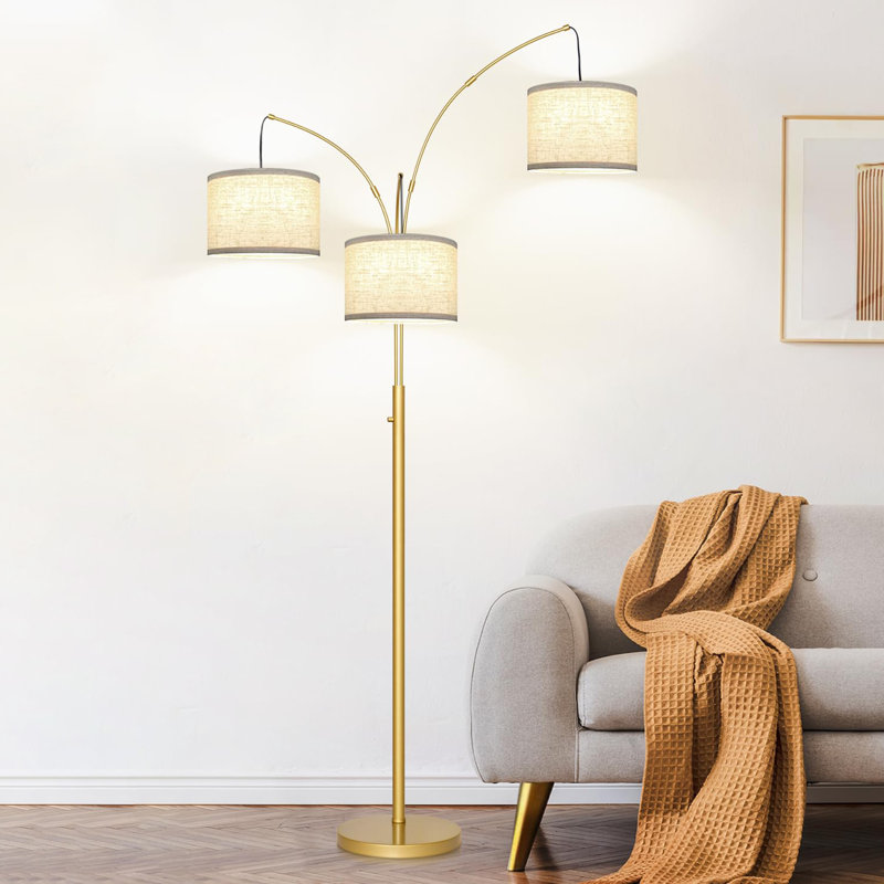 Derlin 80'' Traditional Floor Lamp, Beige, Gold