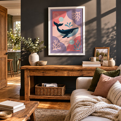 Whale in Depth Coastal - Framed Print