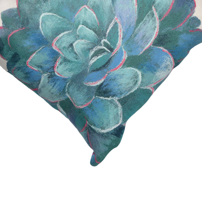 Floral Outdoor Reversible Throw Pillow, Ivory
