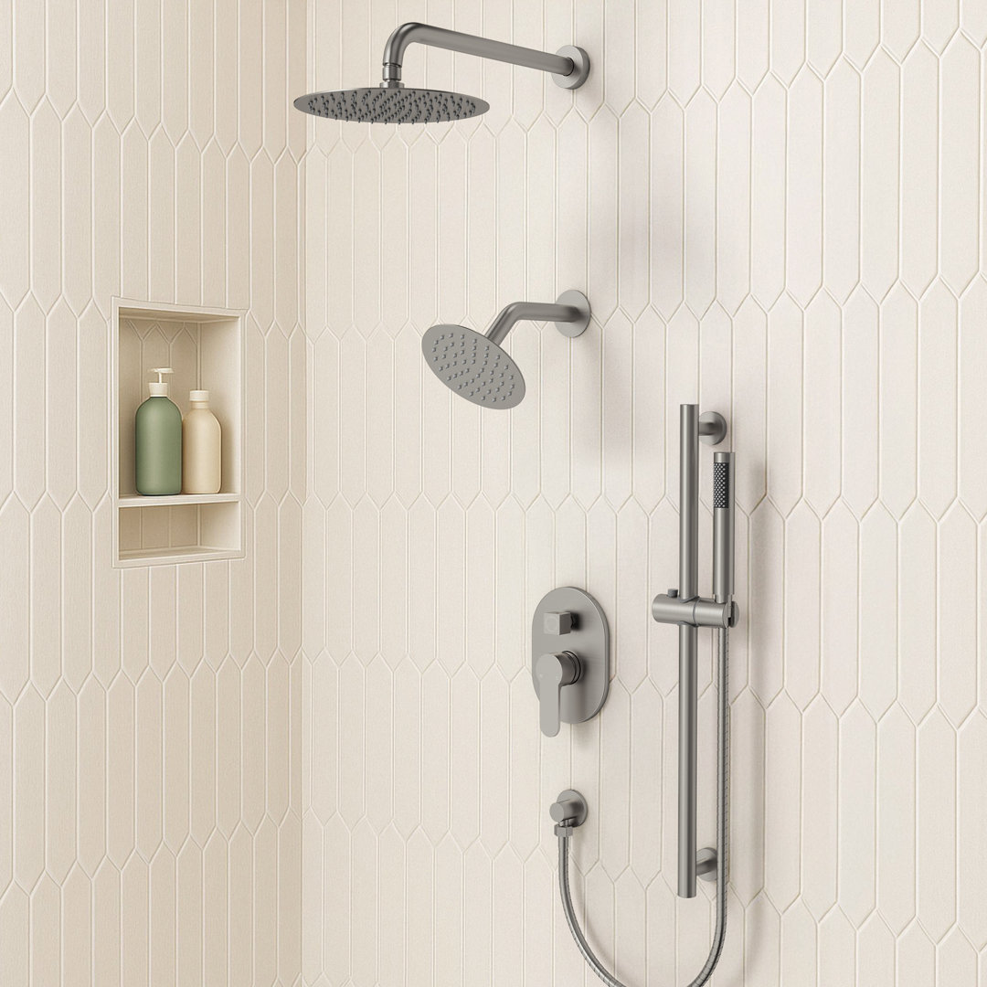 DualJetSpa Pressure‑Balanced Shower System, 10" Rainfall Dual  Showerheads with Handheld Shower EVERSTEIN 