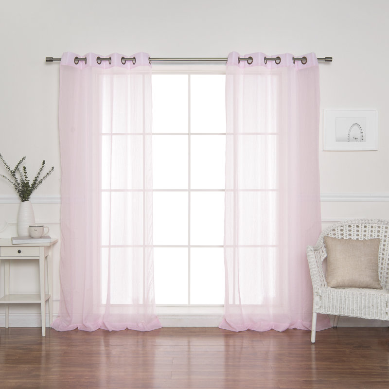 Rideau transparent Maaike, L 52 po x L 96 po, Rose