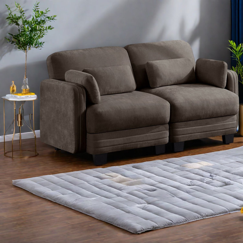 Canapé modulaire compact en chenille brun