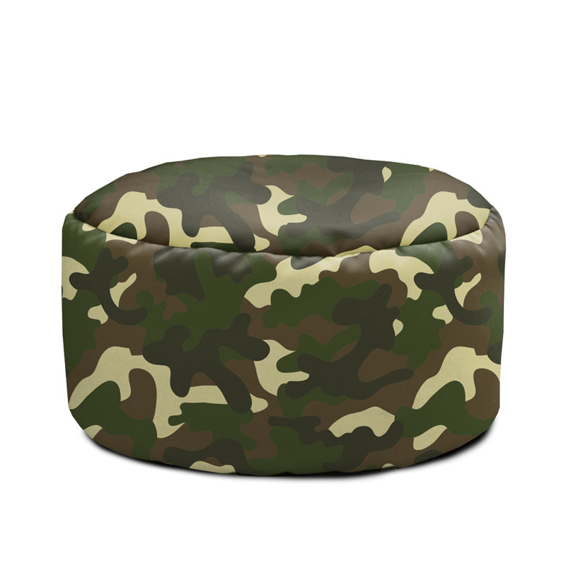Printed Camouflage Medium Beanbag And Footstool Bundle, Green
