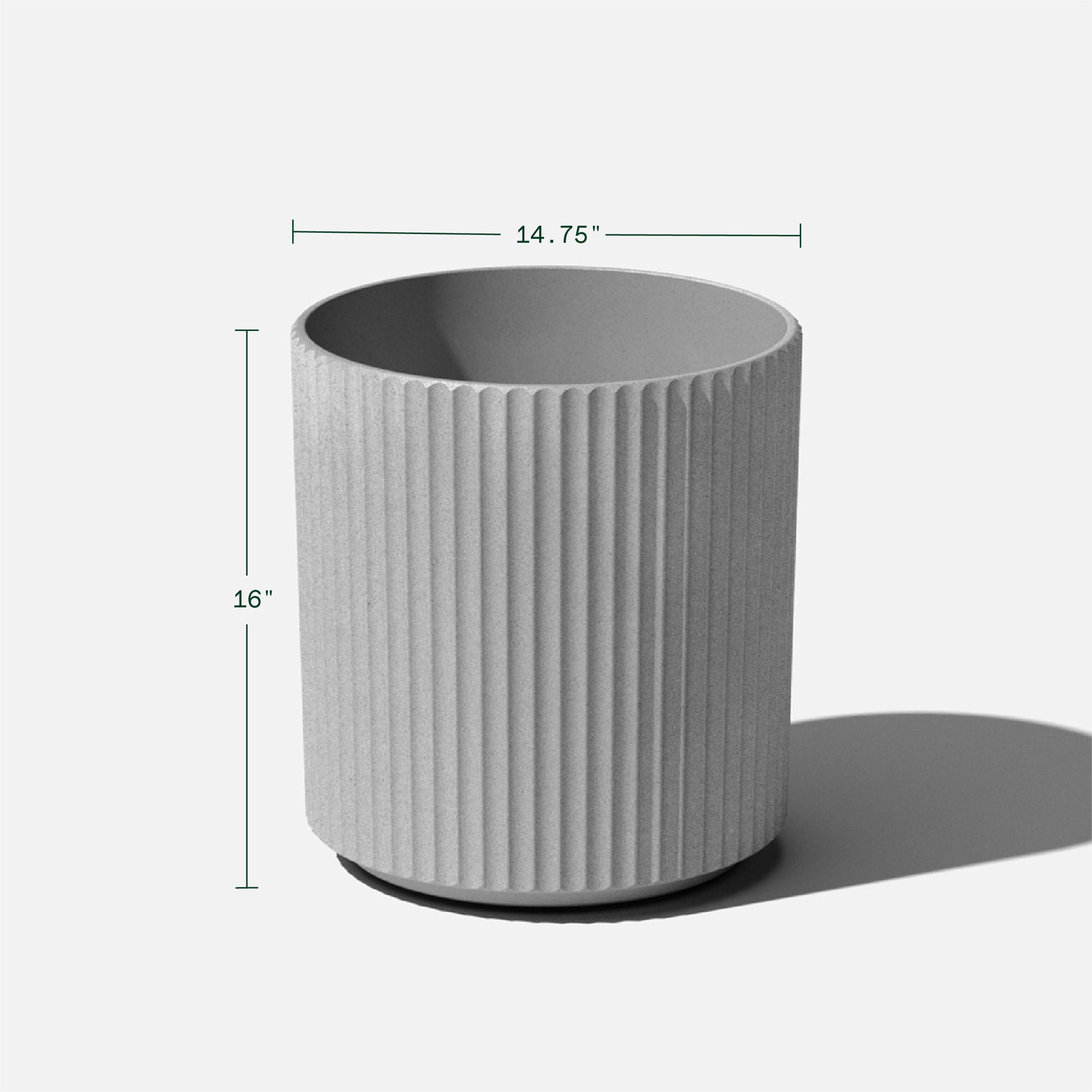 Demi Series Round Planter, 2, Gray, 16" H x 14.75" W x 14.75" D