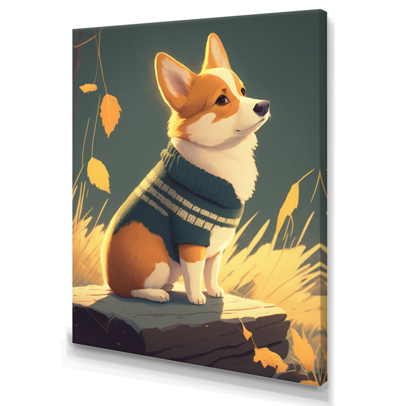«Cute Little Corgi Dog», reproduction sur toile, L 30 po x H 40 po, Toile tendue