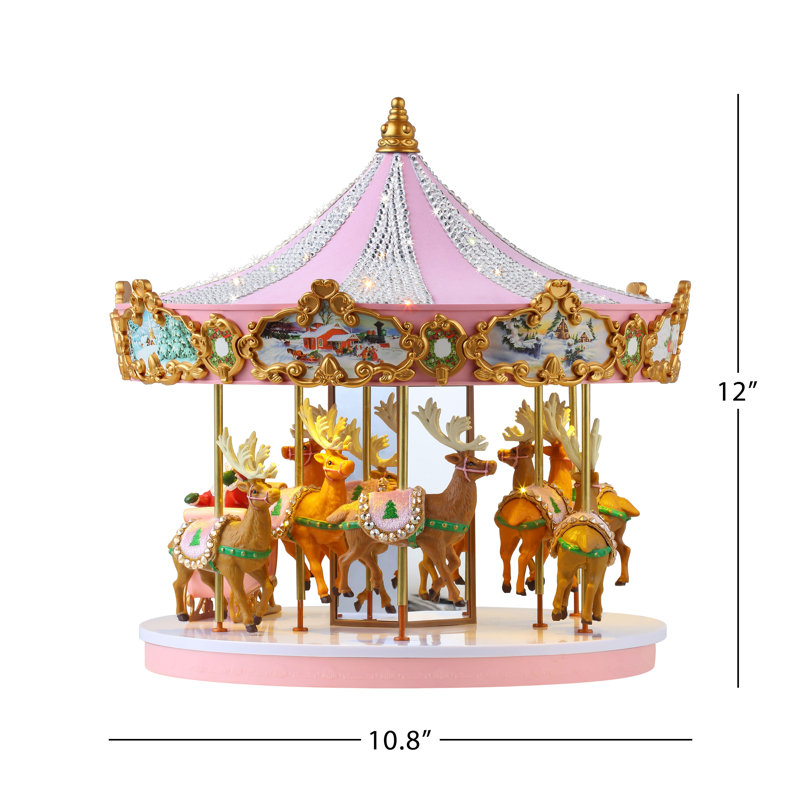 Carrousel en cristal rose 12 po