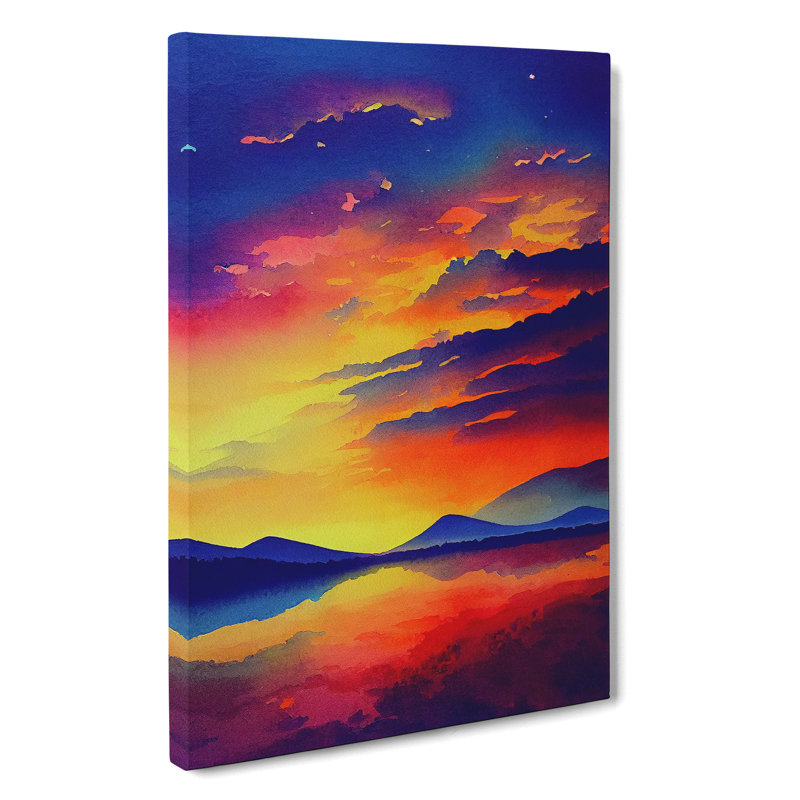 Sunset Over Mountains No.7 - Wall Art, Wrapped Canvas, 50cm H x 35cm W, No Matte