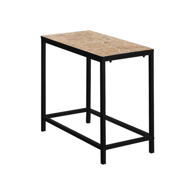 Accent Table With Metal Base: Side, End, Nightstand. Brown Tile Top. Transitional For Living & Bedroom. 24l X 12w 22h. Fits Drinks, Lamps, Snacks Room Bedroom Side Table: Accent, Top, Frame.