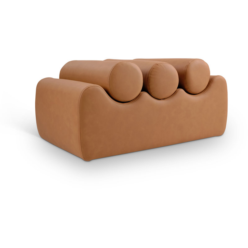 Rumble Vegan Leather Bench, 16.5" H x 32" W x 22" D, Cognac Vegan Leather