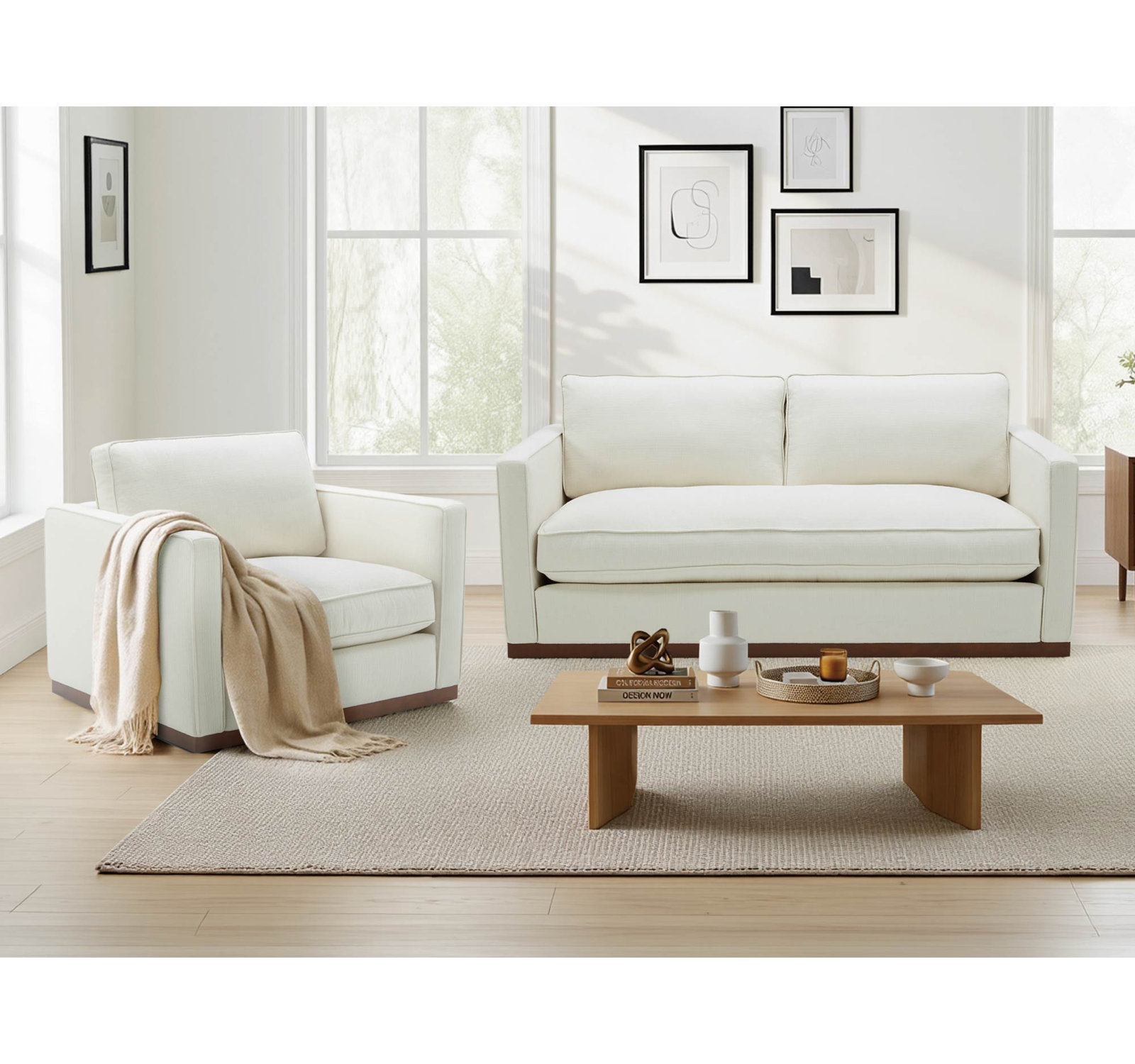 Bobbi 2 Piece Upholstered Living Room Set, Flanigan Cotton