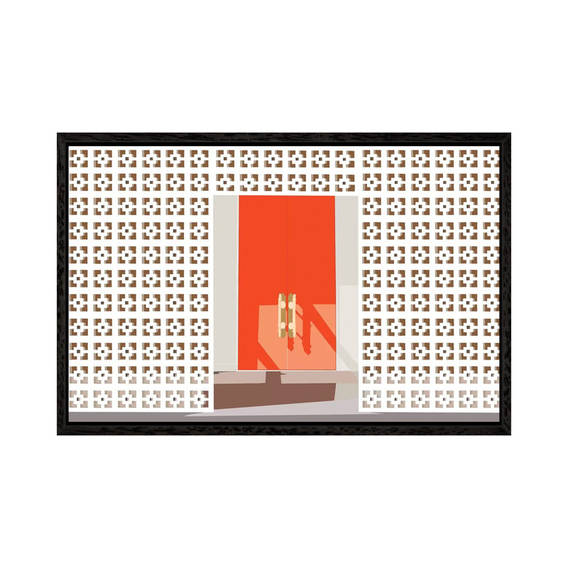 Mid Century Modern Front Door by Jen Bucheli - Print on Canvas, Black Framed, 101.6cm H x 152.4cm W x 3.81cm D