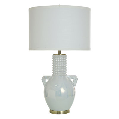 Norman Wyatt Home - Angel Pearls - Lampe de table - Céramique blanche nacrée - Abat-jour blanc