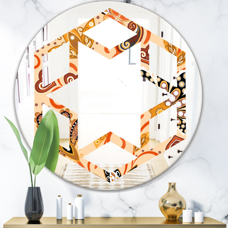 Miroir mural indien sans cadre Indian Batik III, 23,6 po x 23,6 po