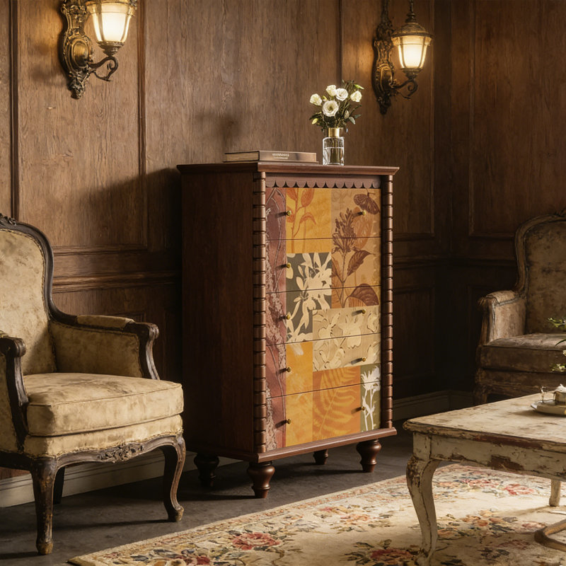 Commode d'entrée Mid-Century en bois massif, Brun