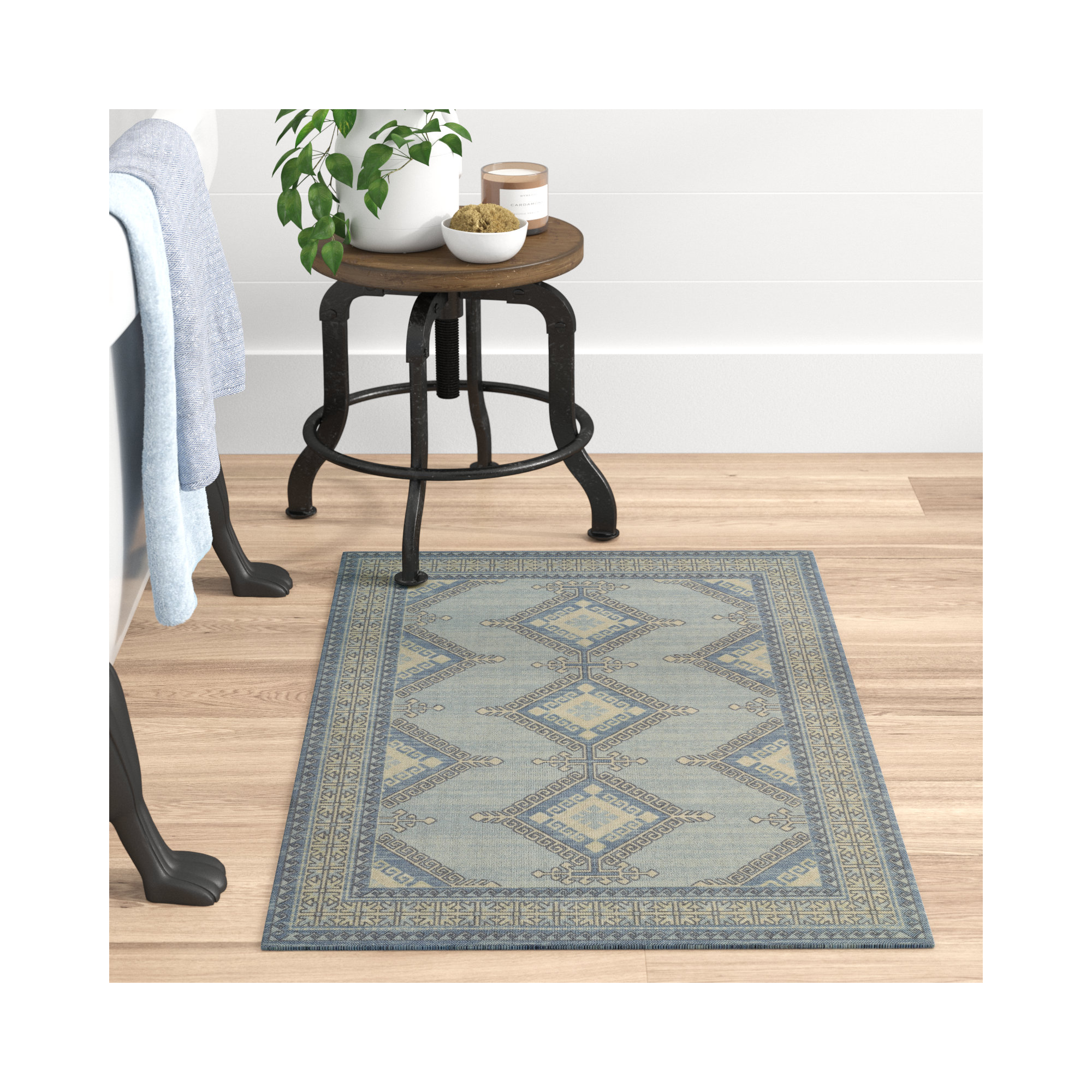 Aldona Blue/Brown Rug, Rectangle 3'3" x 5'