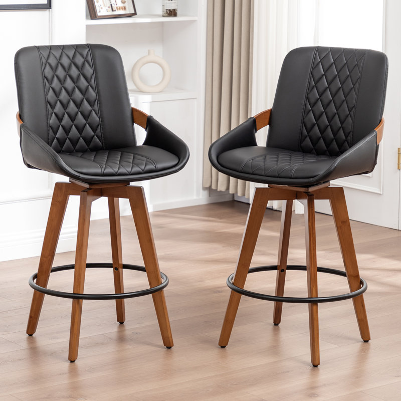 Modern Swivel Bar Stool, Counter Stool (66.8cm Seat Height), Black
