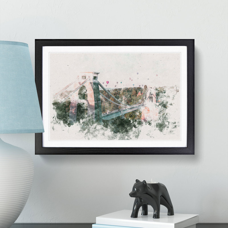 Clifton Suspension Bridge In Bristol Framed Print, Black Framed, 36cm H x 48cm W x 2cm D