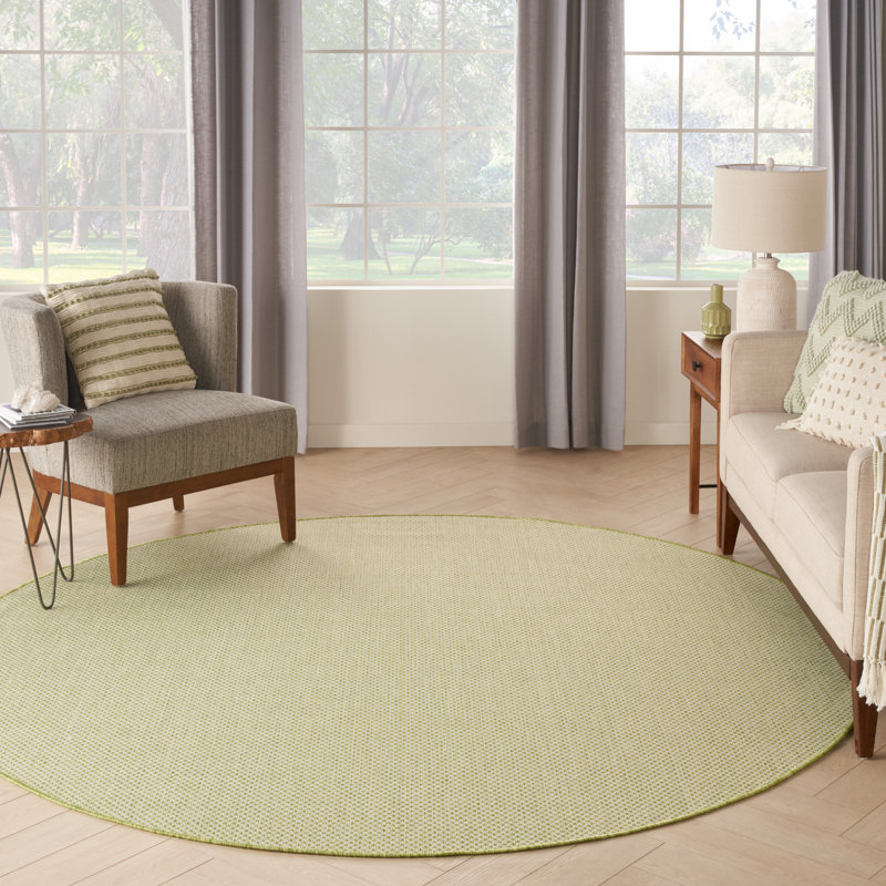 Tapis intérieur / extérieur vert Mccune, Rond 6 pi