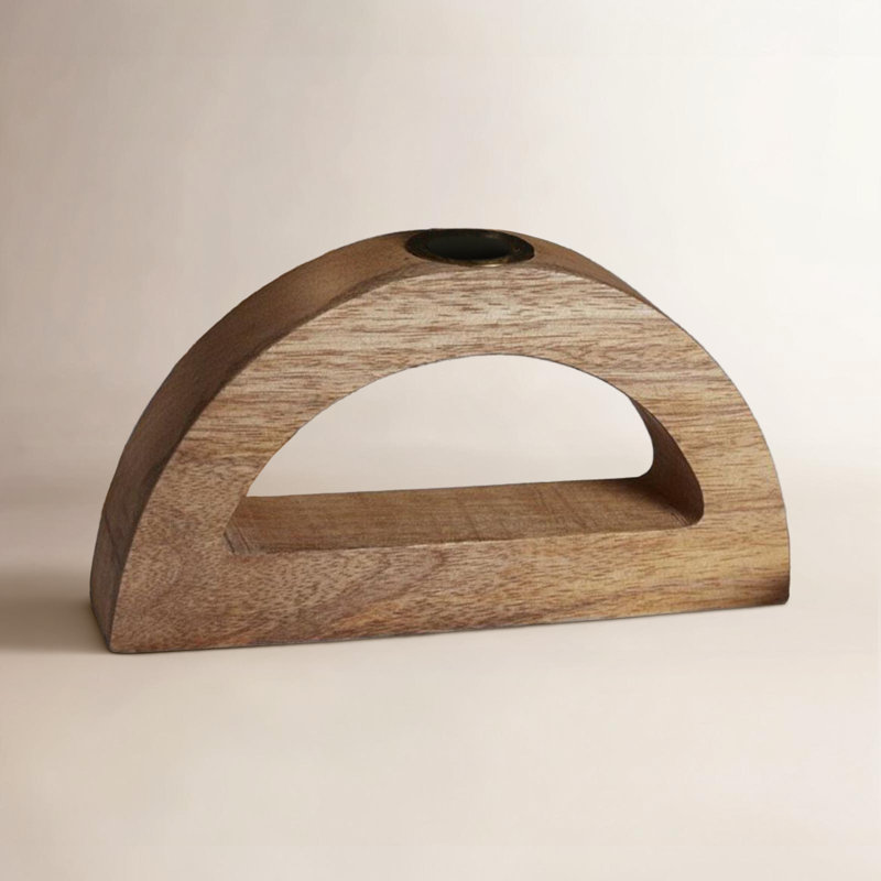 Bougeoir de table en bois fauve 4 po