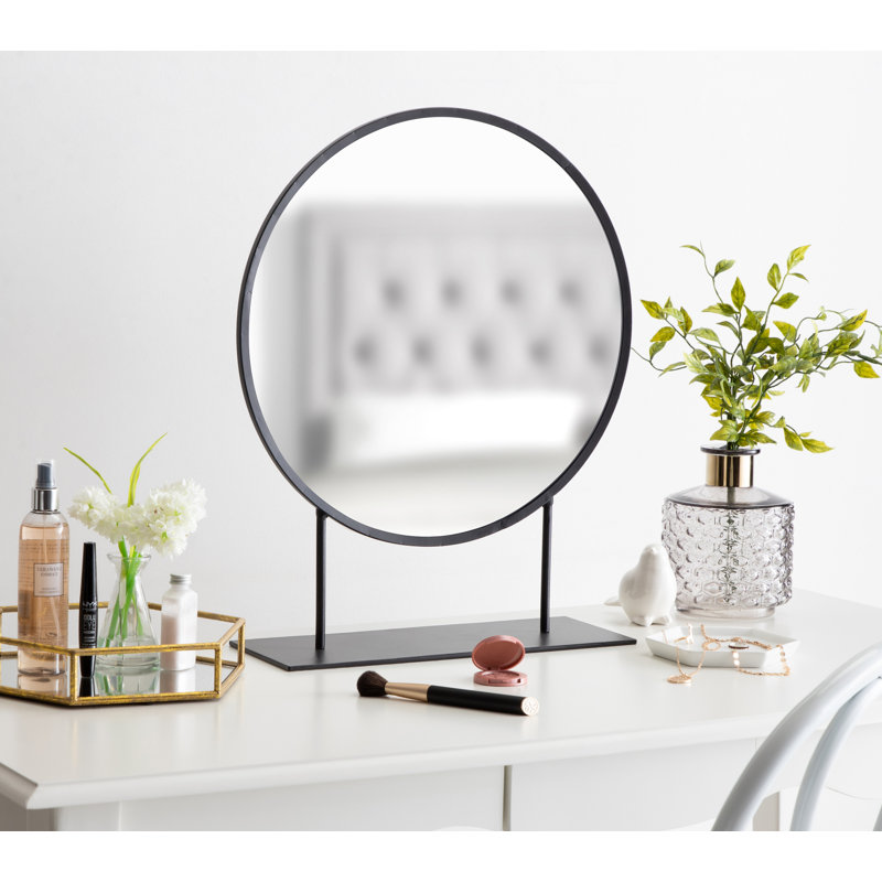 Jackie Metal Round Floor Mirror, Black