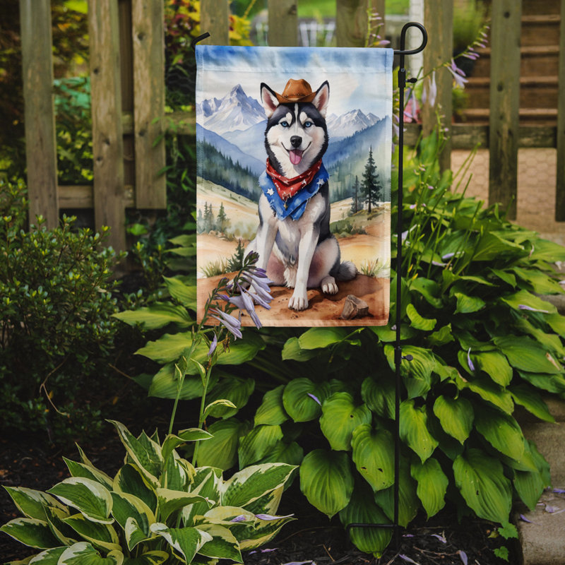 Drapeau Cowboy Welcome Garden, Husky sibérien